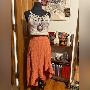High Low Ruffle Orange XS Skirt.